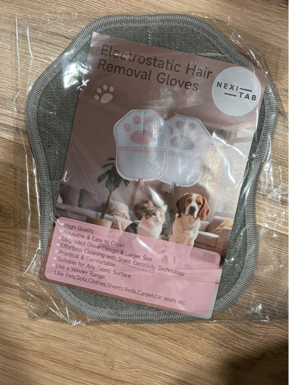 Nexi Tab Electrostatic Pet Hair Removal Glove Reusable Dog Cat Fur Remover
